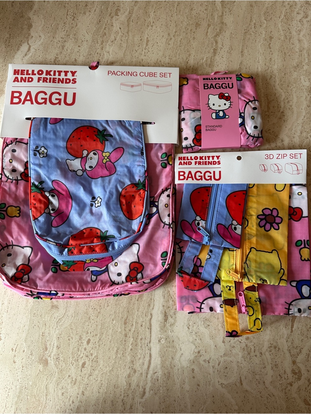 Baggu - Hello Kitty & Friends Set of Packing Cubes, 3D Zip Set and Standard Bag
